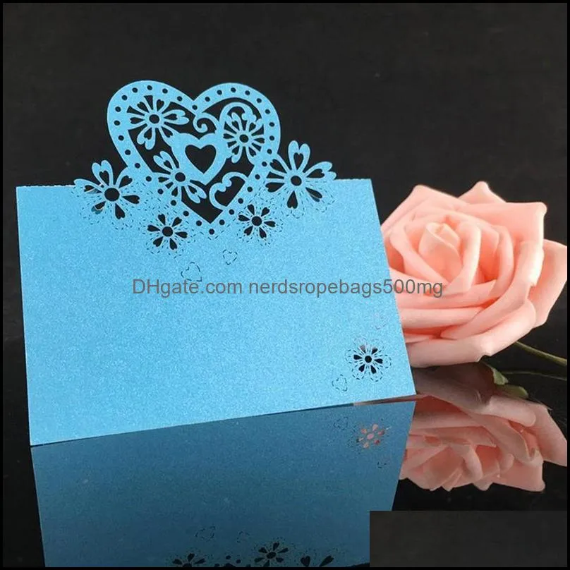 50pcs/Lot Heart Shape Table Cards Wedding Reception Decoration Decor Name Place Message Greeting Card Party Supplies TR0010