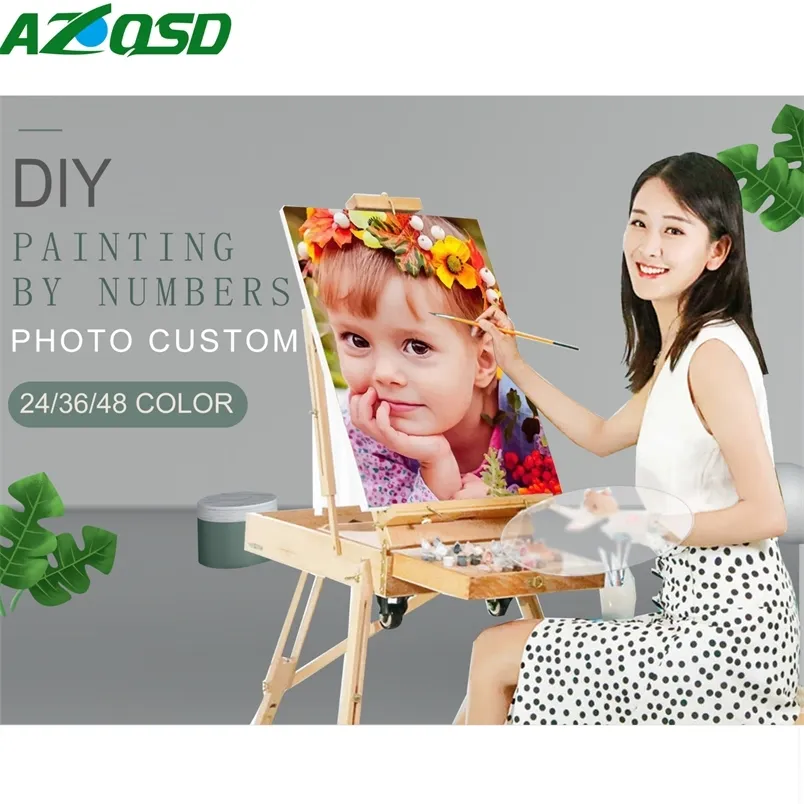 AZQSD 24 36 48 couleur personnalité Po personnalisé peinture à la main par numéros image dessin coloriage par numéros acrylique adulte 220623
