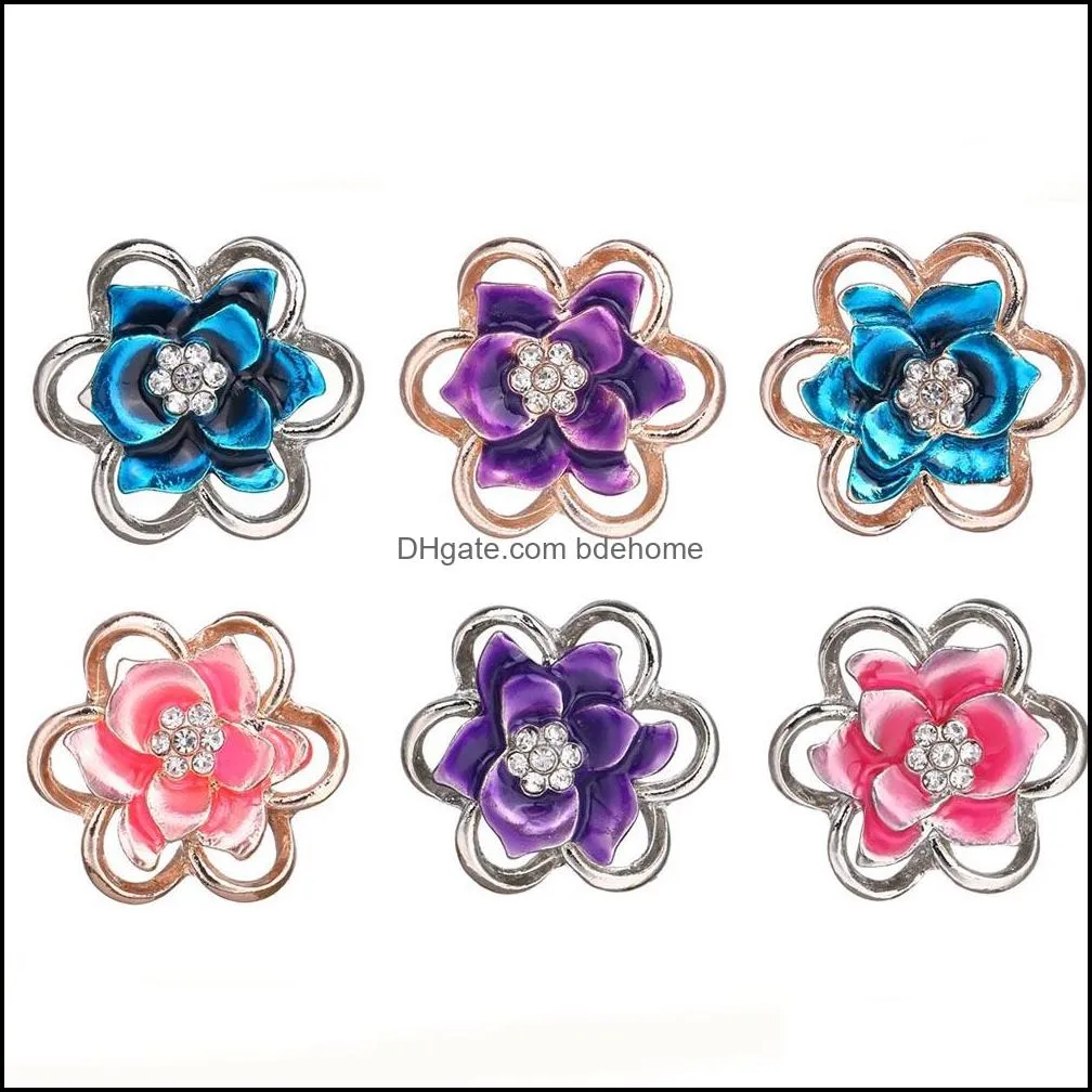 10pcs/lot Snap Jewelry Rose Gold Silver Snap Button for Flower Bracelet Bangles Fit 18mm Buttons Jewelry