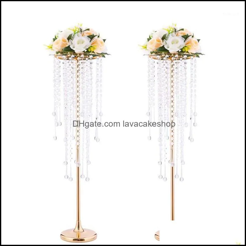 Party Decoration Wedding Crystal Acrylic Beads T Stage Road Lead Weddings Main Table Centerpiece Flower Stand Home Event Decorative