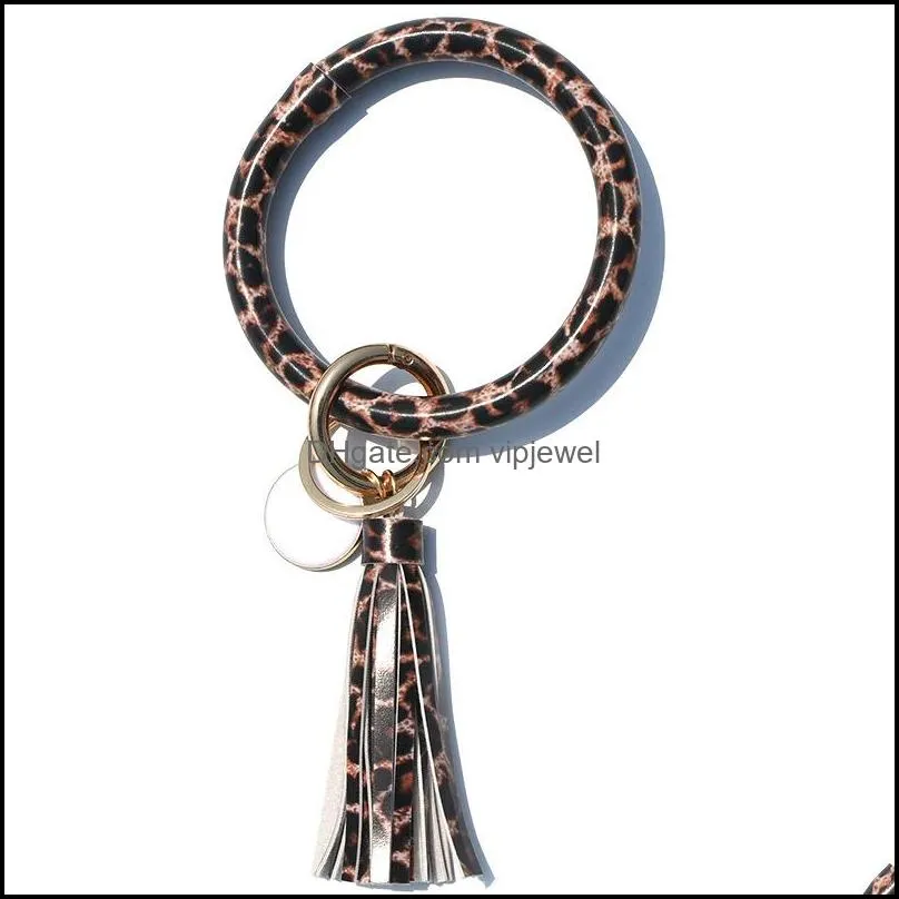 key ring bracelets wristlet keychain bangle keyrings large circle leather tassel bracelet holder for women car keychains q17fz
