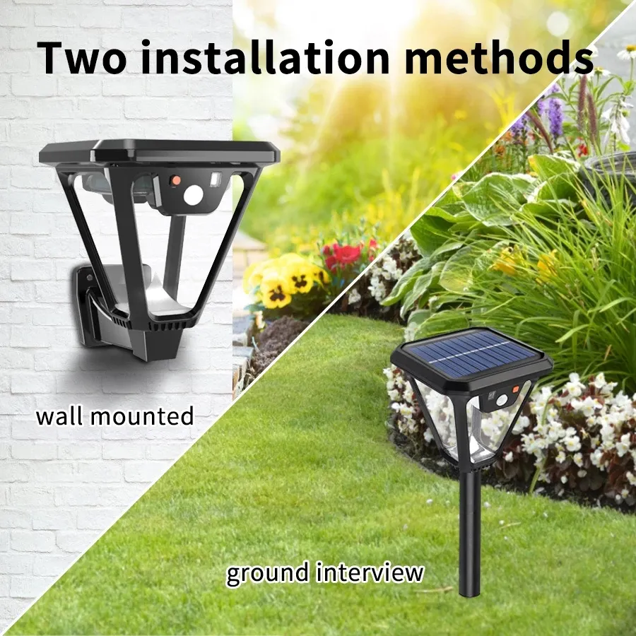 Solar Landscape Light Dual Color 100led Outdoor Waterproof Wall Light Lawn Spot Lighting