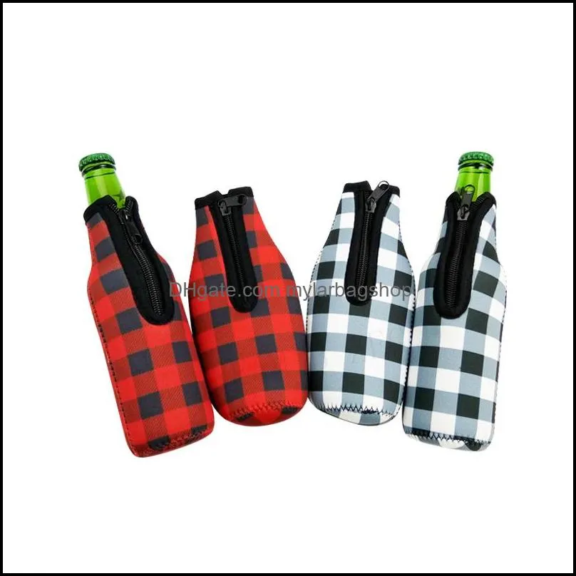 neoprene bottle cover sleeve insulation cooler diving beer zipper bottle cover insulated beverage bottle bag anti-slip bottom