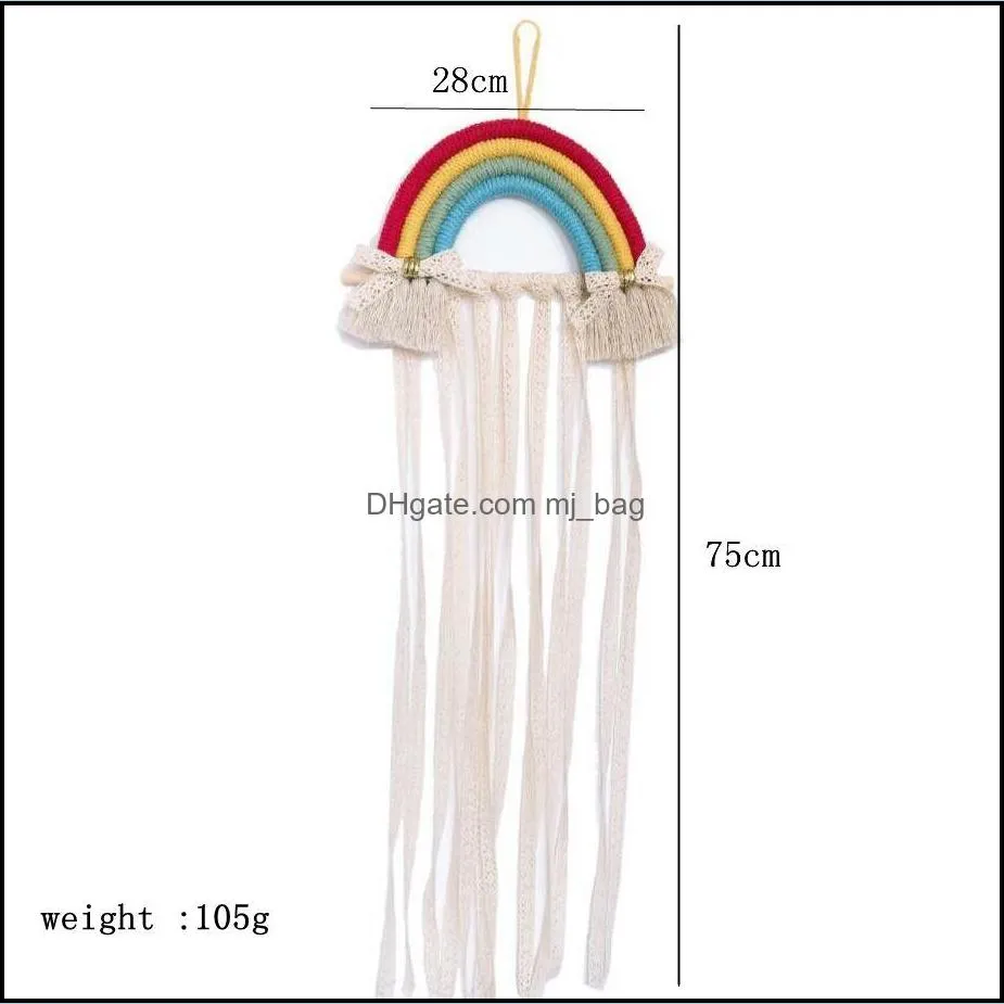 children hairpins hair accessories storage belt hanging decorative woven rainbow ins nordic style wall hang finishing belts rack