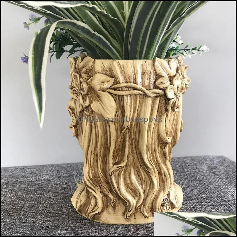 NEWStatue Goddess Flower Pots Head Girl Succulent Flower Pot Retro Vase Home Decoration Garden Planter Tabletop Decor Resin Pots