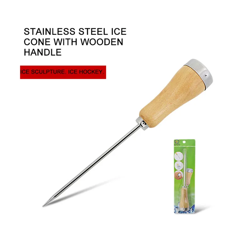 Pioche à glace poinçon acier inoxydable manche en bois outil de cuisine broyeur à glace antidérapant brise-glace portable accessoires ménagers