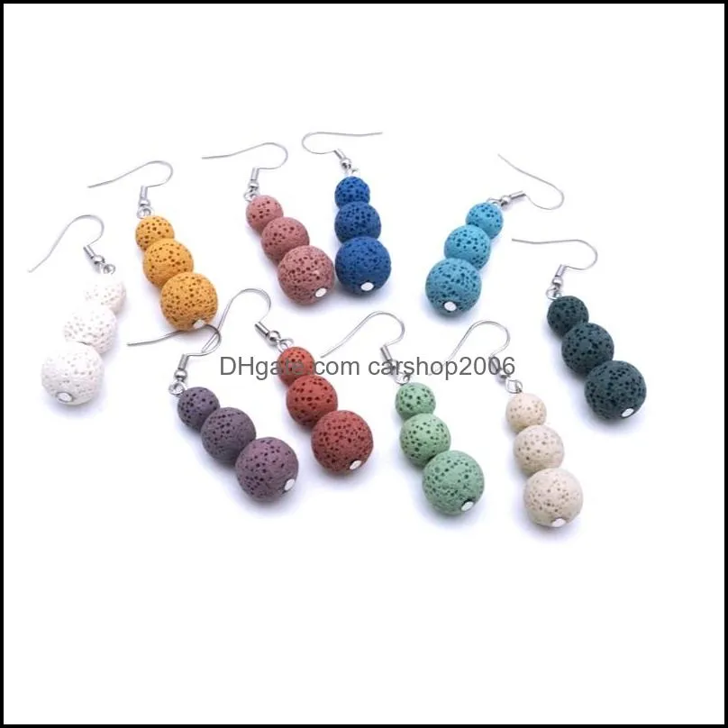 8mm 10mm 12mm lava stone charms earrings diy essential oil diffuser jewelry women volcanic beads earring