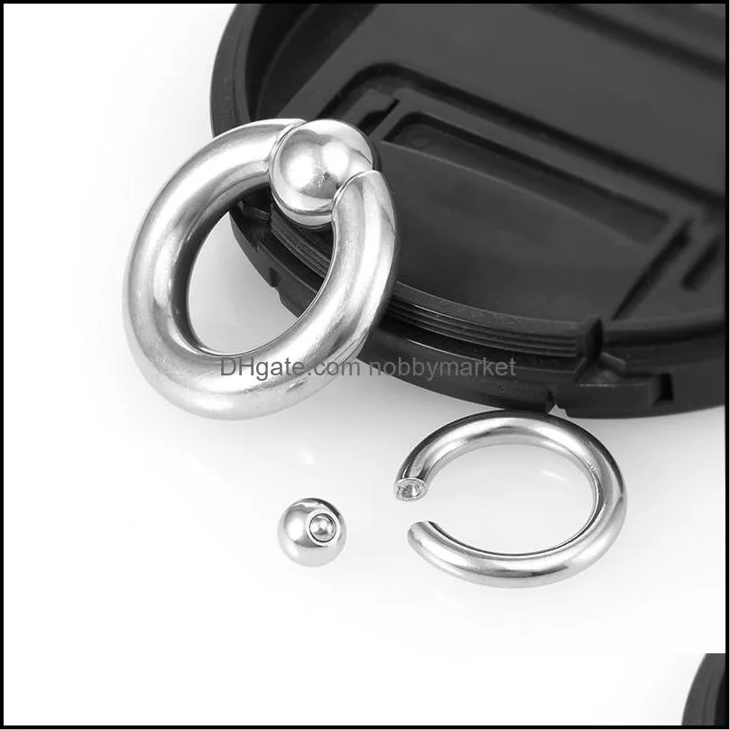 Stainless Steel Captive Bead Hoop Ear Piercing Expander Gauge Closure Nose Nipple Ring Body Jewelry