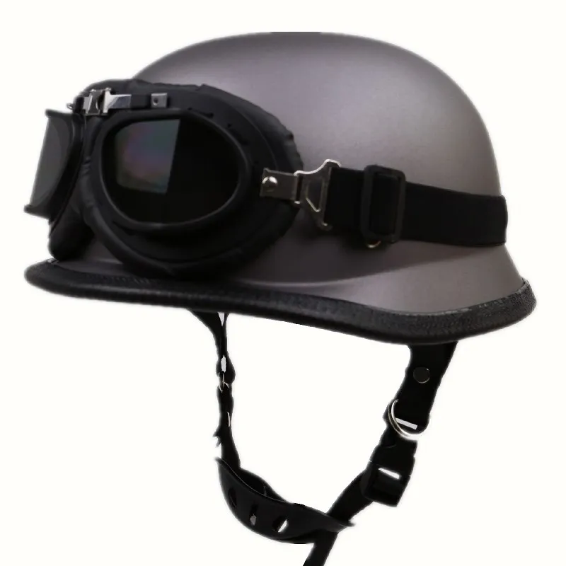 Casco Moto Vintage Stile Tedesco, Mezzo Casco Teschio, Omologato ECE/DOT, Per Uomo E Donna, Per Scooter, Bici, Ciclomotore, Taglie S-XXL