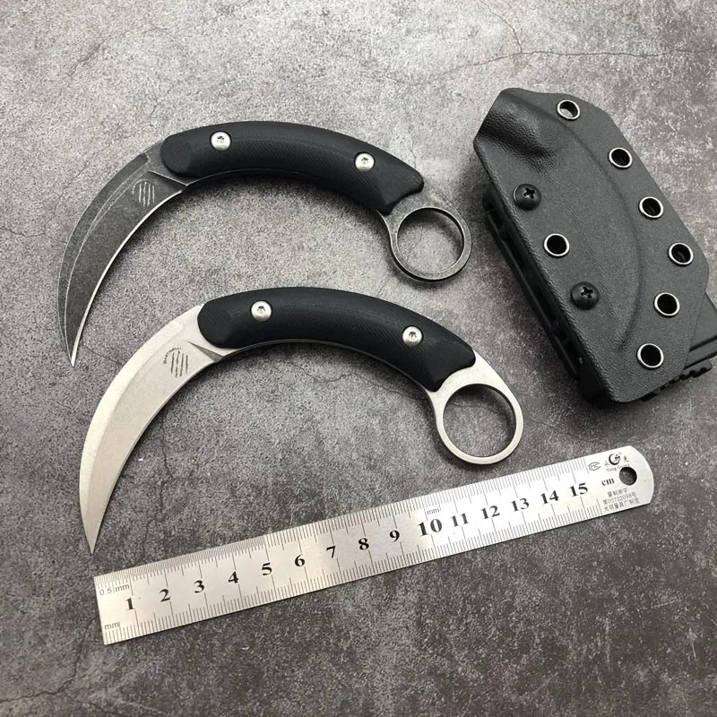 Bastinelli Shadowmoon coltello dritto karambit da battaglia Lama fissa con fodero in Kydex sopravvivenza all'aperto caccia difesa Combattimento tattico militare Coltelli da campeggio