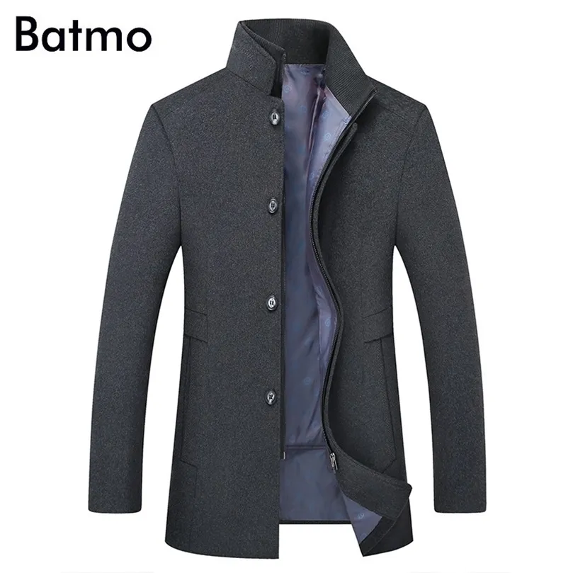 Batmo Llegada Invierno Alta Calidad Lana Espesada Gabardina Menmen's Chaquetas de lana gris Tallas grandes M-6XL1818 201128