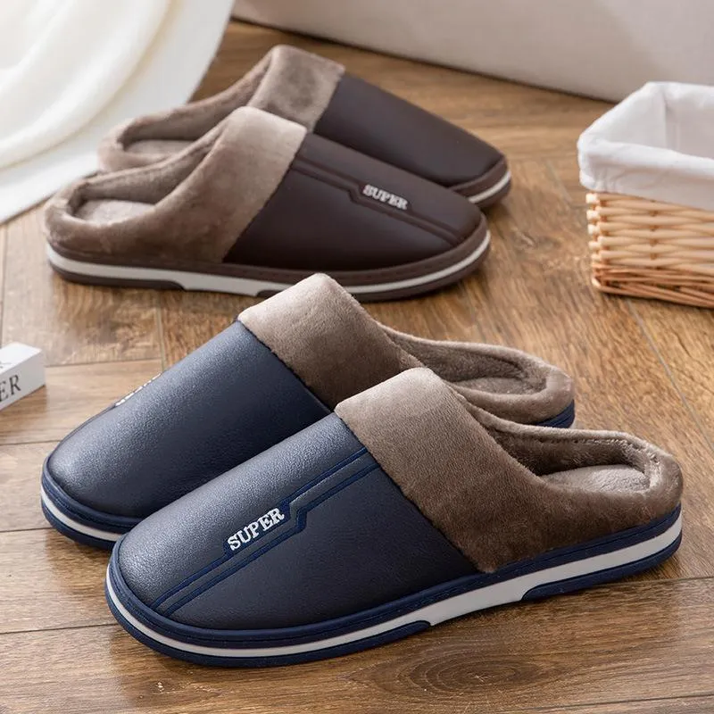 Slippers Size 47 48 49 50 Men Autumn Winter Warm Big Waterproof Large Home Bedroom Casual Shoes House Indoor Slides