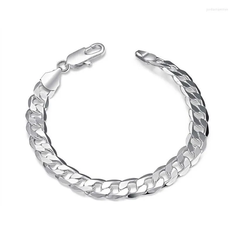 Simple Geometric Silver Lobster Claw Clasp Bracelet 925 Sterling Mens Bracelets 2022 Link Chain