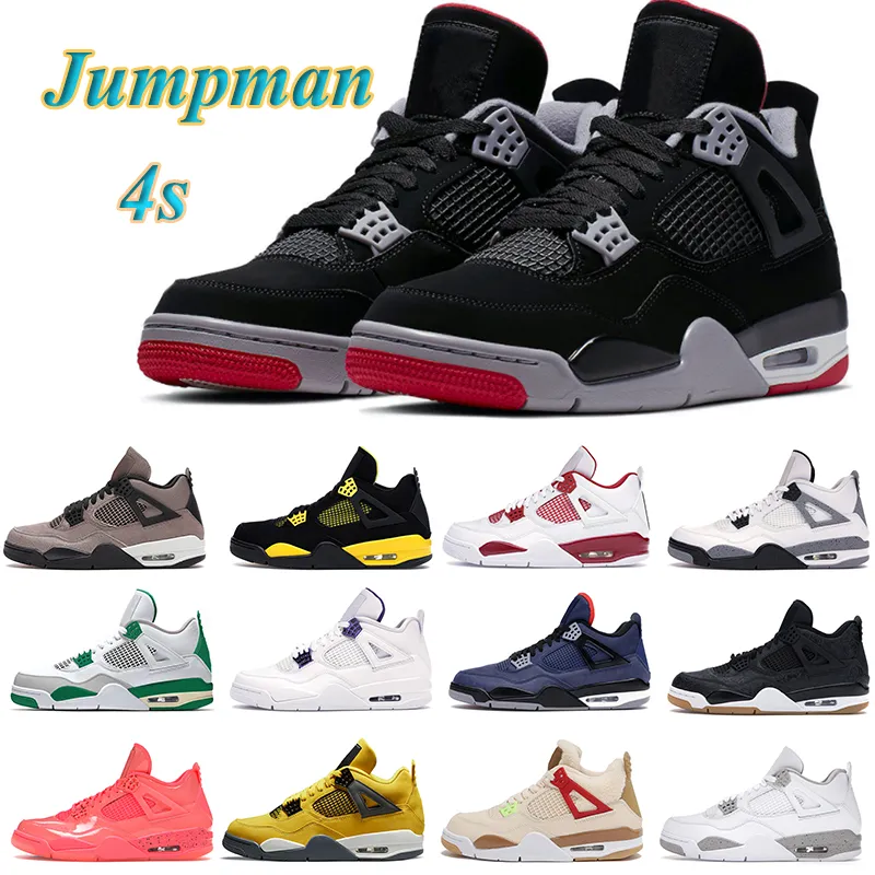 Jumpman 4 4S لكرة السلة أحذية الرجال النساء العسكريين الأسود المربى بارد رمادي سود