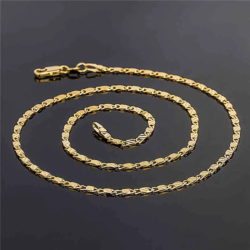 Catene 18 carati 2,5 mm 16 18 20 22 24 26 28 30 Collana donna Accessori gioielli Catena d'oro per pendenti con ciondoli Collana da uomo