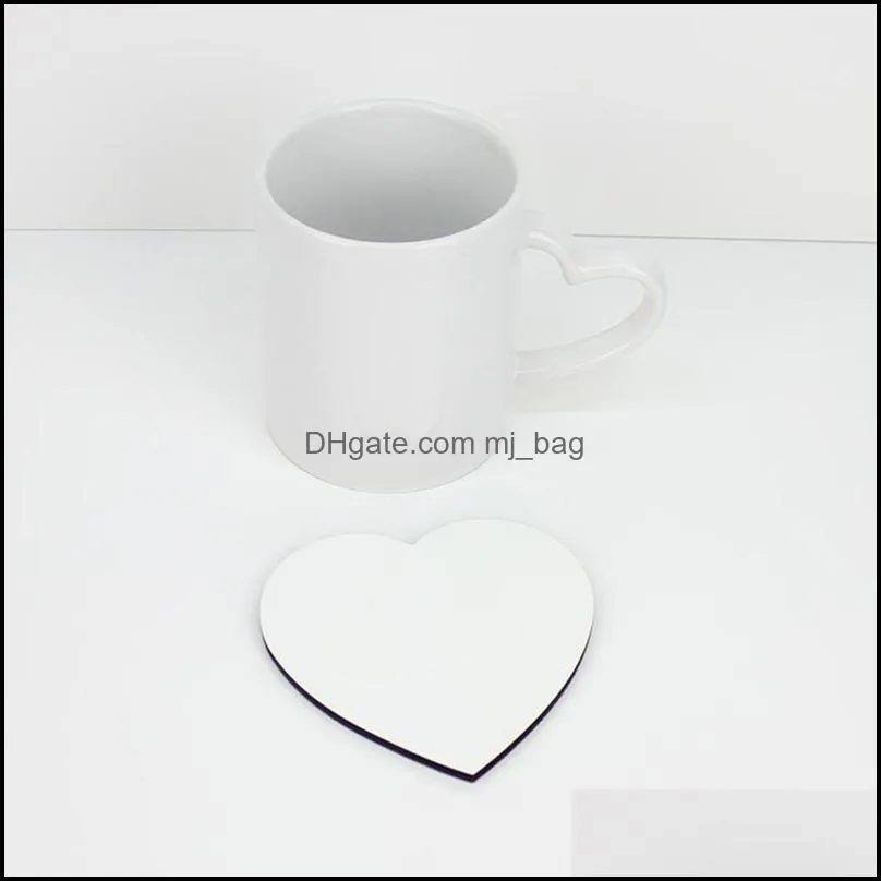 sublimation blank wooden cup mat heat transfer romantic heart shaped coaster home desktop decoration diy gift pae13808