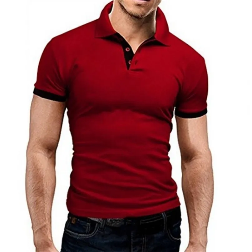 Abbigliamento da uomo Camicia da uomo Manica corta Oversize Colore a contrasto Colletto rovesciato T-shirt estiva morbida e aderente per l'uso quotidiano 220606