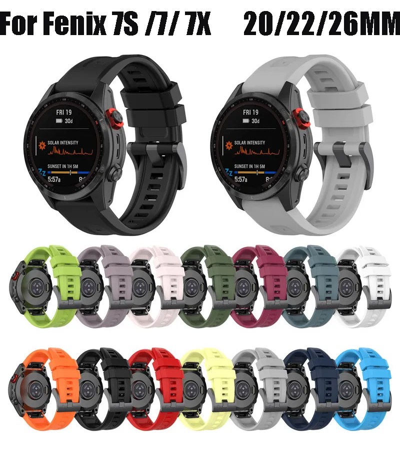 26 22 20mm Silikon QuickFit Garmin Fenix ​​7x 7 7s Güneş İçgüdüsü 2 6 6x Pro 5x Descent Epix Gen2 Fenix3 HR Enduro Easturo EasyFit Bileklik Bileklik