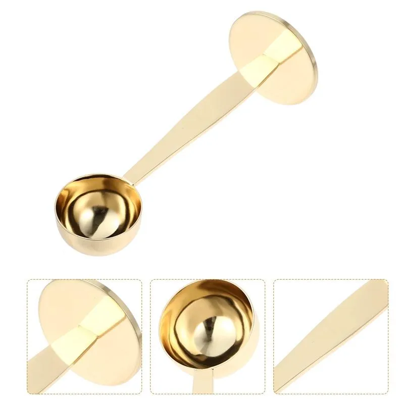 Stainless Steel 2 In 1 Coffee Scoop Stand Tamper Spoon Tools Portable Coffee Powder Measuring Scoops LX4680