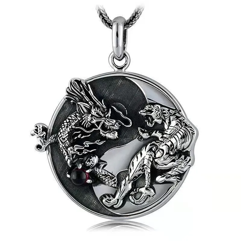 Collane con ciondolo Moda Prepotente Dragon Tiger Yin Yang Tai Chi Collana per uomo Trend gioielli in stile punk GiftPendant