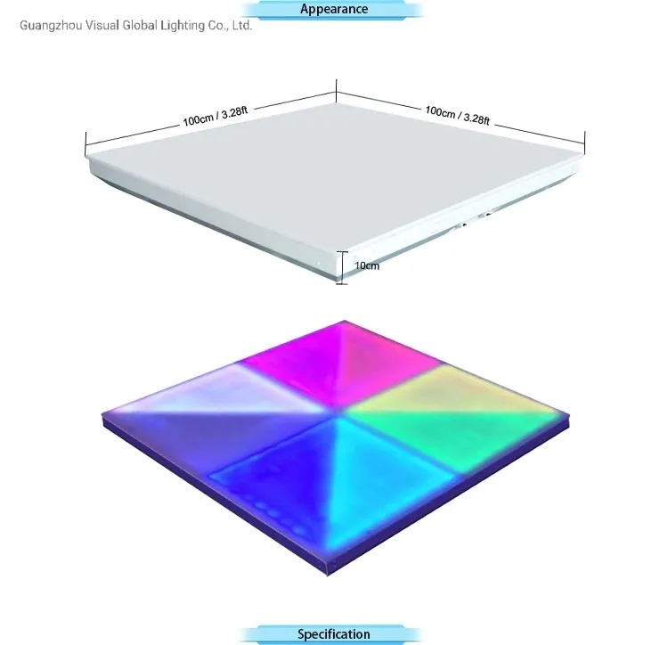 100x100 см красочный акриловый светодиодный танцпол диско