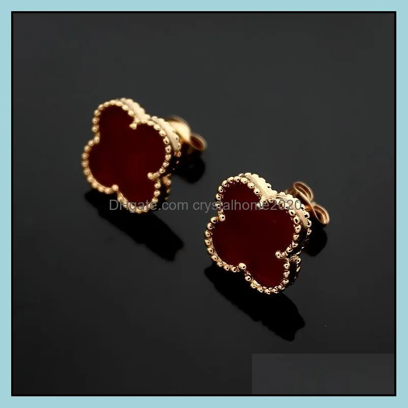 designer stud earrings women love four-leaf clover high quality fashion luxury wedding cleef earrings jewelry