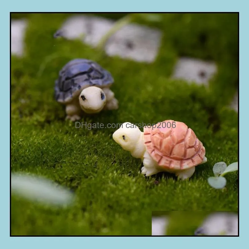 turtle fairy garden miniature mini animal tortoise resin artificial craft bonsai garden decoration 2cm 2 colors dhl free shipping