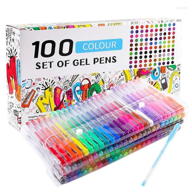 Gel Pens 100pcs/Set Pen Glitter Office School Art Stationery Child Doodling Box Journal 040301GelGel