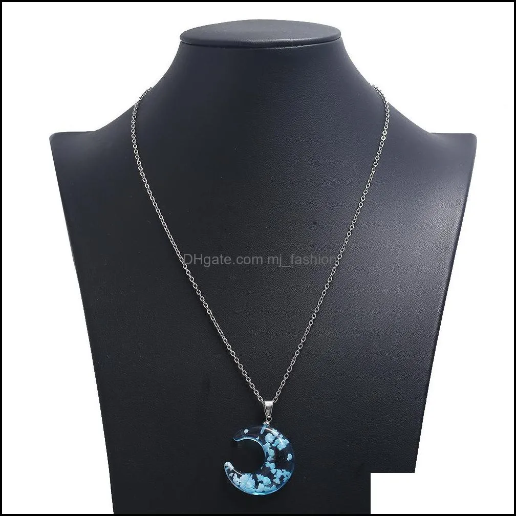 creative and exquisite with luminous bird  sky pendant necklace white cloud moon resin pendant blue sky cloud necklace jewelry