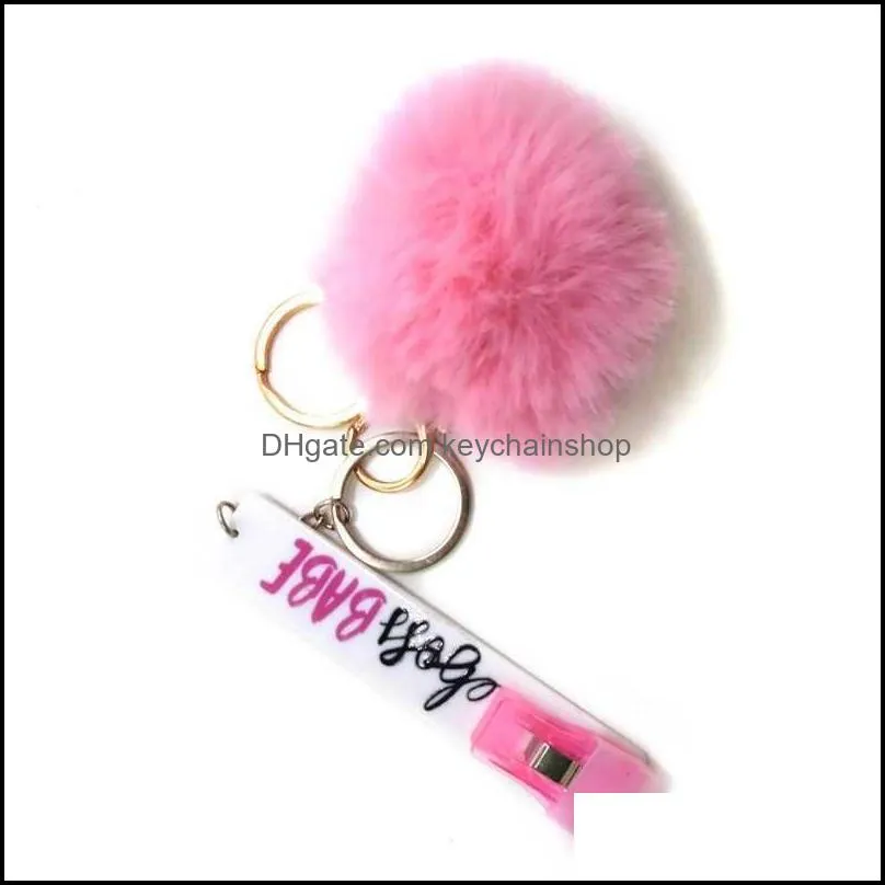 card grabber household self defense keychains women fashion cute credit cards puller pompom acrylic debit bank for long nail atm rabbit fur key rings