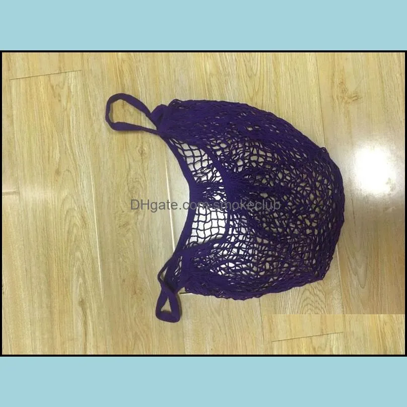 Shopping Bags Handbags Shopper Tote Mesh Net Woven Cotton Bag String Reusable Fruit store Handbag Reusable Home Storage 7 J2