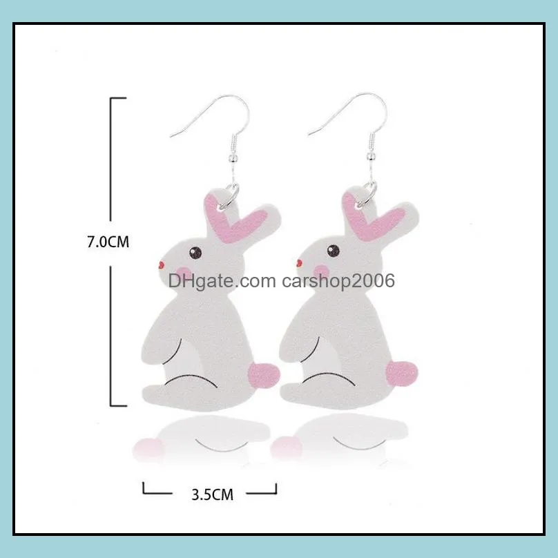 Cute Rabbit Pattern PU Leather Drop Earring Dangle Earrings Valentine`s Day Gift Love Jewelry Wholesale