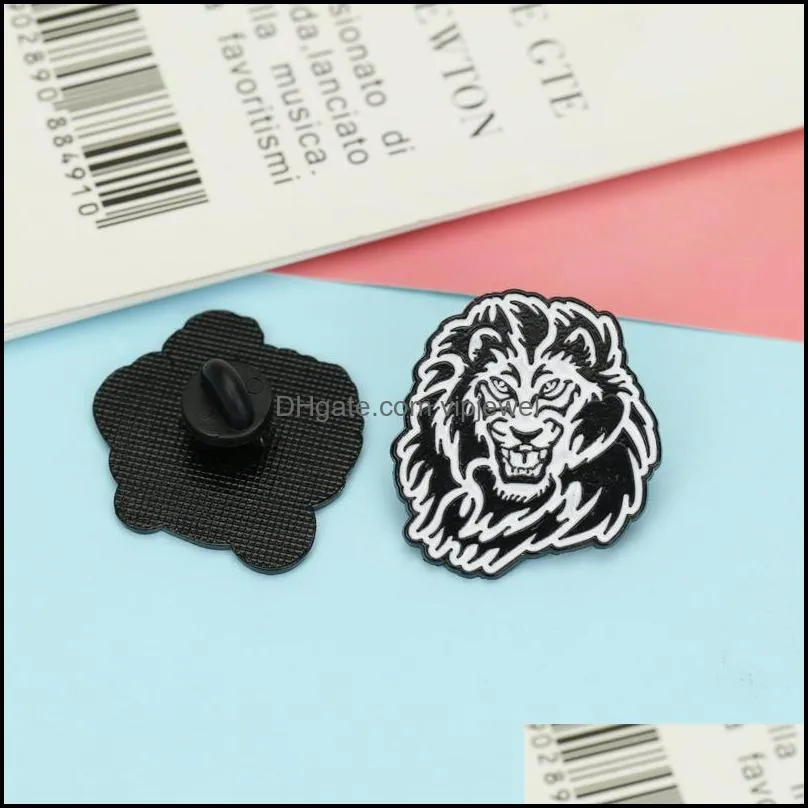 men`s suit black and white tiger  wolf head brooch cartoon animal leopard clothes lapel pin european backpack sweater skirt clothing button badges