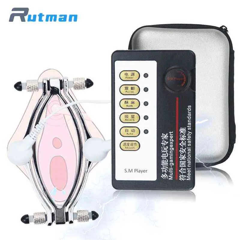NXY Sex Adult Toy Electric Shock Vaginal Clips Medical Themed Toys Metal Labia Ems Micro Current Stimulator Bondage Bdsm Female 0507
