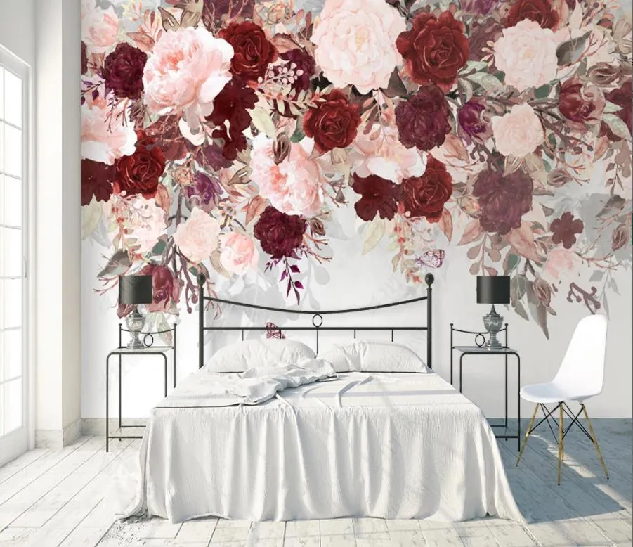 3D Обои фрески цветы телевизионные фон роспись гостиная спальня фотопластики для дома улучшение продукты наклейки на стены