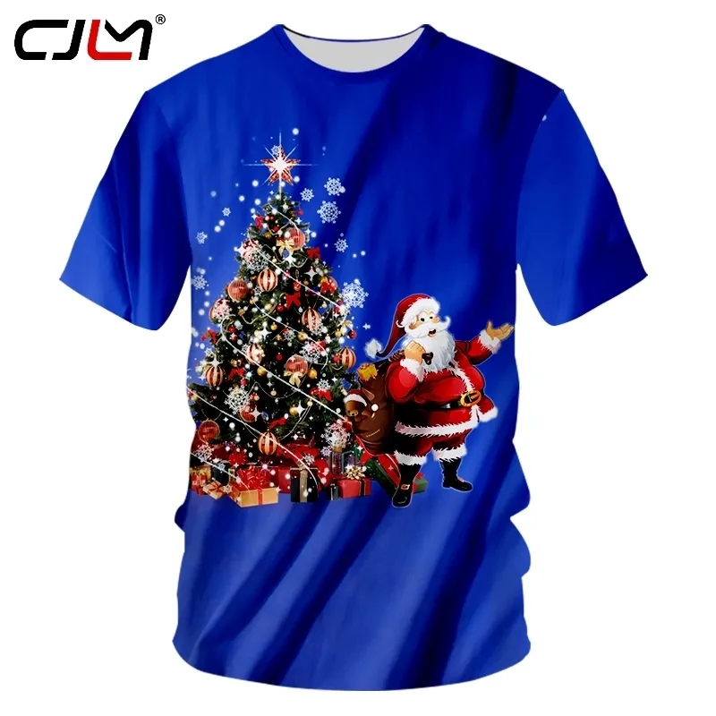 A listagem roupas masculinas 3d impresso árvore de natal e papai noel colorido casual homem o pescoço tshirt 220623