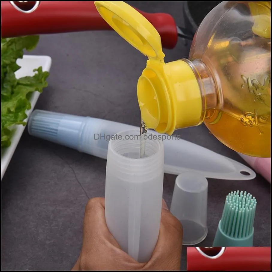 Silicone Oil Bottle With Brush Baking BBQ Basting Brush Pastry Oil Brush Kitchen Baking Honey Oil barbecue Tool Gadgets RRE13298