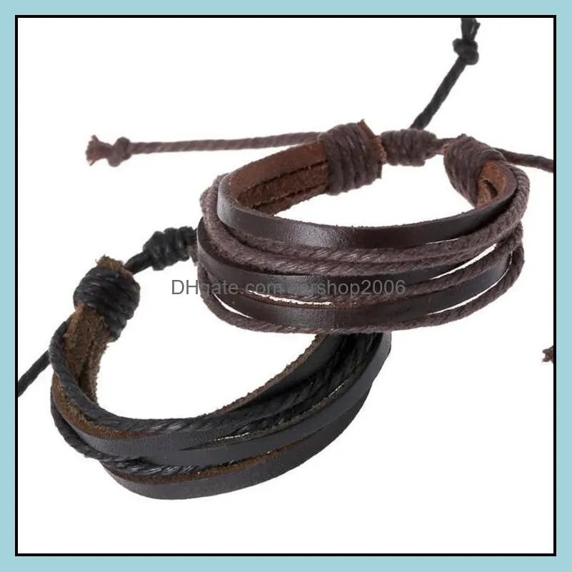 Charm Bracelets Jewelry Leather Wrap Handmade Men Charms Bracelet Wristbands Bangles For Women Man Jewerly Wholesale 0481Wh Drop Delivery 20