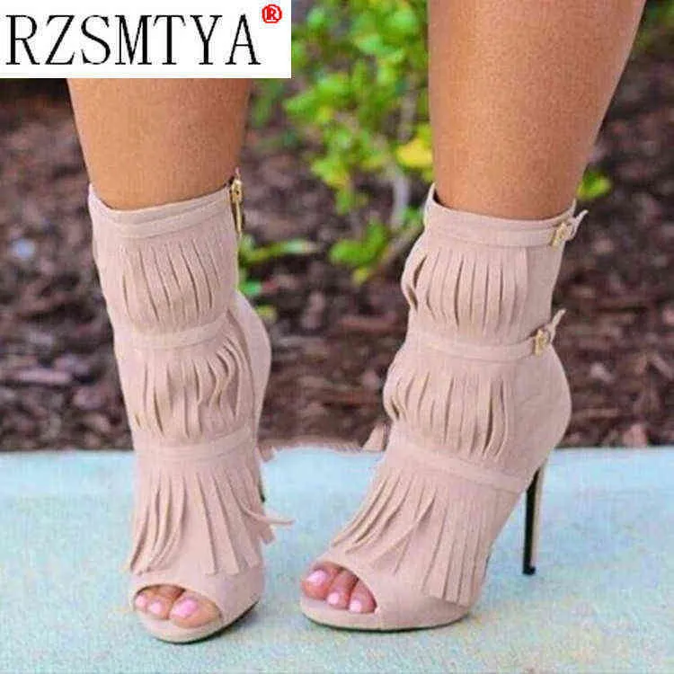 Summer Ankle Boots Super High Heels Women Shoes Peep Toe Sexig Lady Chelsea Party Thin Heeled Storlek 36 43 220421