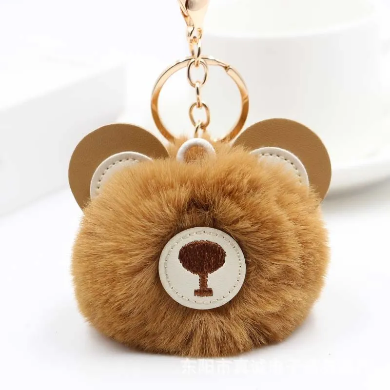Bear Plush Pendant Lady`s Bag Ornament Imitation rabbit hair ball keychain pendant ladies luggage pendants artificial jewelry accessories 07