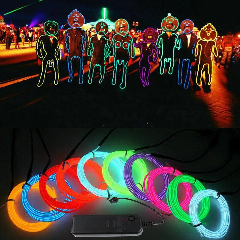 ストリップLED WIRE LIGHT CAR 1M 3M 5M NEON STRING LIGHTSダンスパーティー装飾ランプ柔軟な防水ストリップロープチューブレッドストリップル