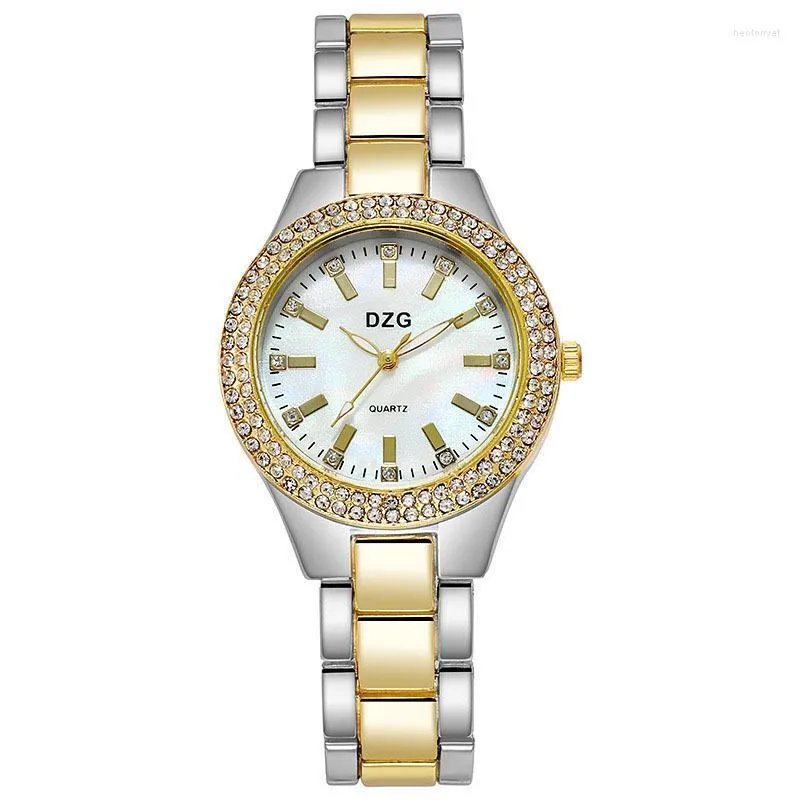 Wristwatches Ladies Watch Trend Full Diamond Temperament Women's Waterproof Gold Steel Band Quartz Girlfriend Gift ClockWristwatches Hec