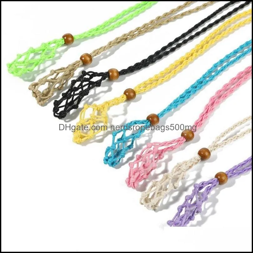 Favor Hand-woven Necklace Wax Line Cord Woven Pendants DIY Jewelry Crafts with Wooden Beads Women Neck Decoration 8 Colors RRB14891