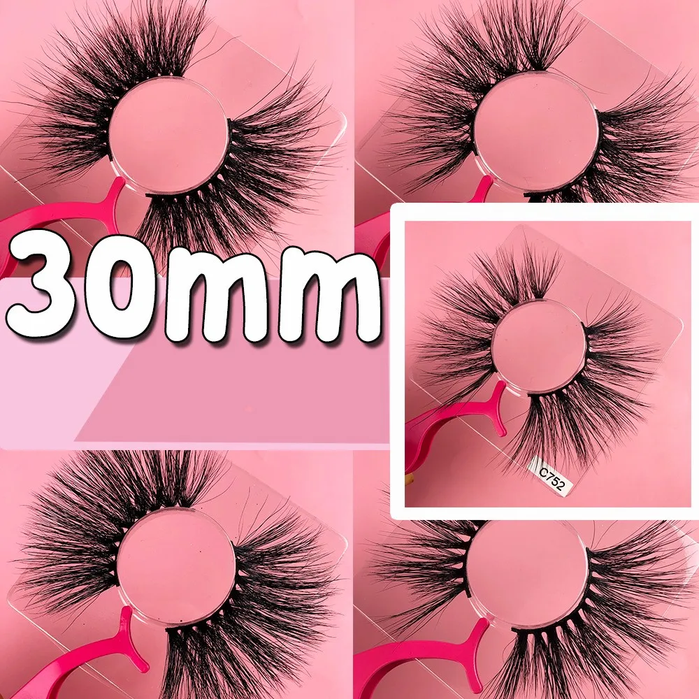 1 Para 30mm Full Strip Lashes Hurtownie Crisscross Długie Mink Rzęsy Wielokrotnego użytku Fałszywe rzęsy Rozszerzenie objętości