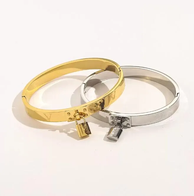 Fashion Cuff Bracelet Vintage 18K Gold Plated Zircon Men Women Letter Bracelet 7 Style Bangles for Party Brand Jewelry No Box