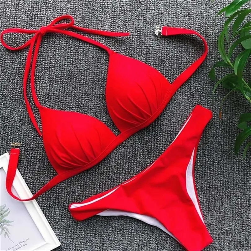 Push Up Micro Bikini Sexy Solid Swimwear For Women, Brazilian Biquini ...
