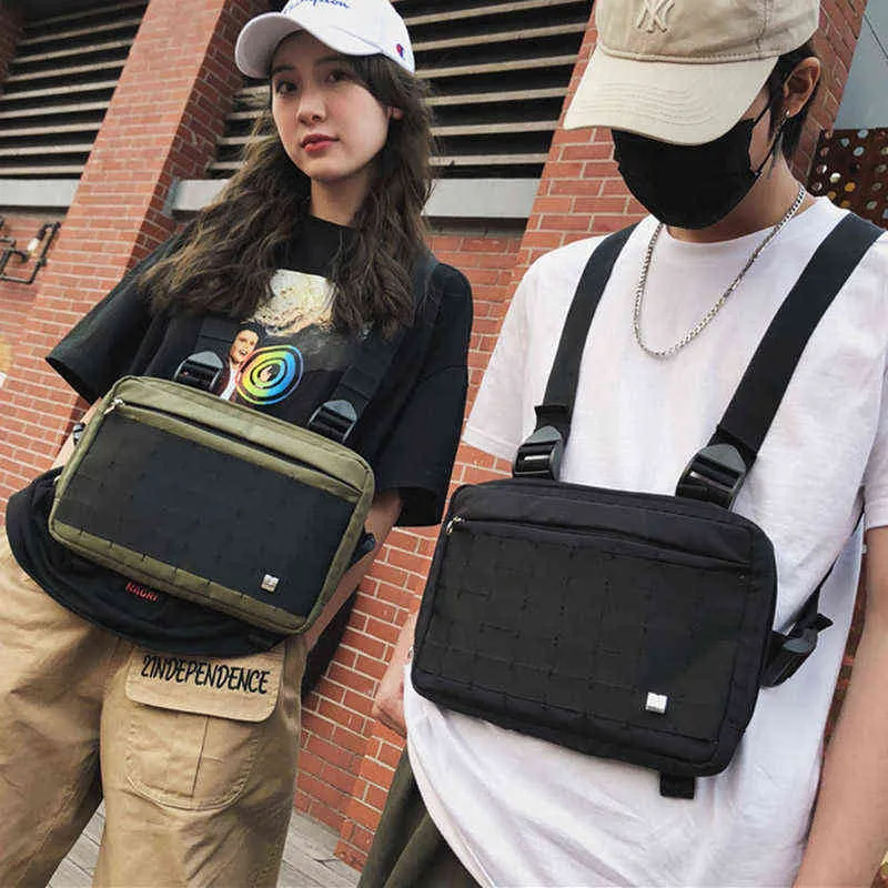 Streetwear Chest Rig Bag Unisex Functional Tactics s Adjustable Harajuku Style Hip Hop Lady Tooling Vest Suits J220705