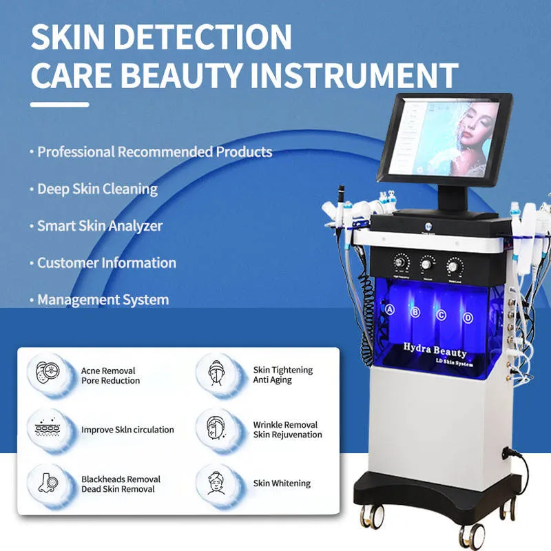 Skönhetssalongutrustning 14 i 1 Hydra Beauty Facial Skin Care Hydra Dermabrasion Skin ansiktsbehandlingar Jet Peel Facial Machine