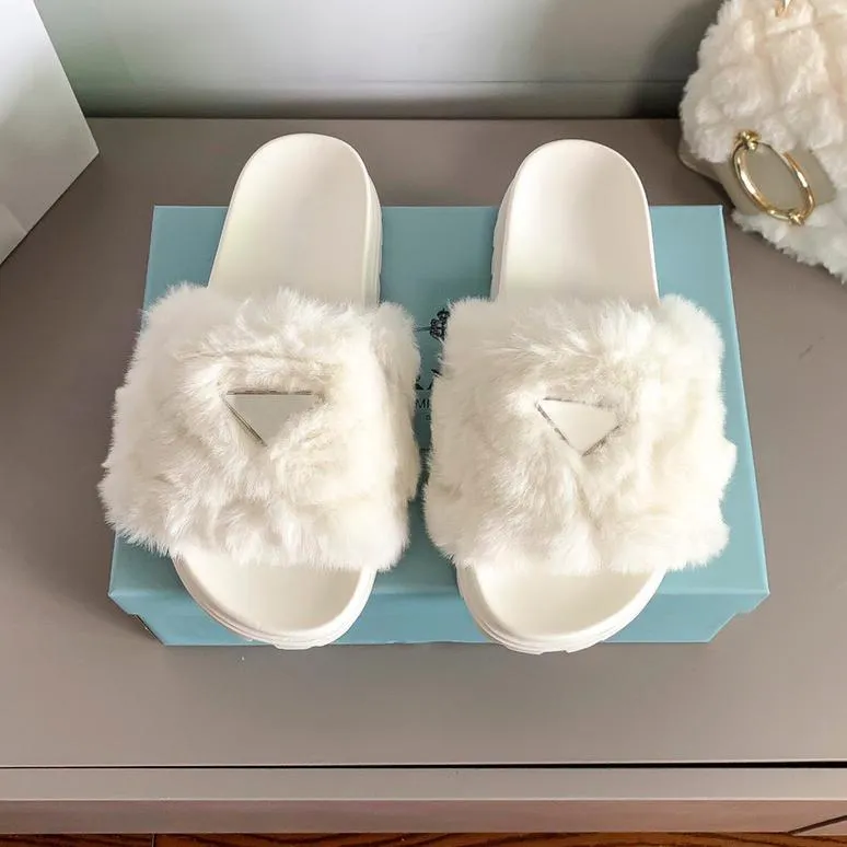 Winter Warm Designer Furry Wool Slippers Womens For Women