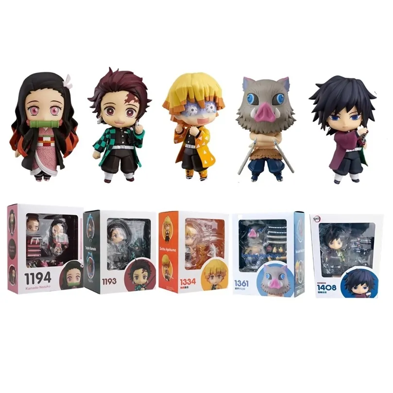 Anime Figuren Demon Slayer Inosuke #1361 Tanjirou #1193 Nezuko #1194 Zenitsu #1334 PVC Toys Action Figura Giyuu Kimetsu No Yaiba 220520